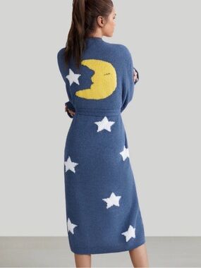 TSC X Hayderz Good Night Blue Star & Moon Knit Robe Size L/XL